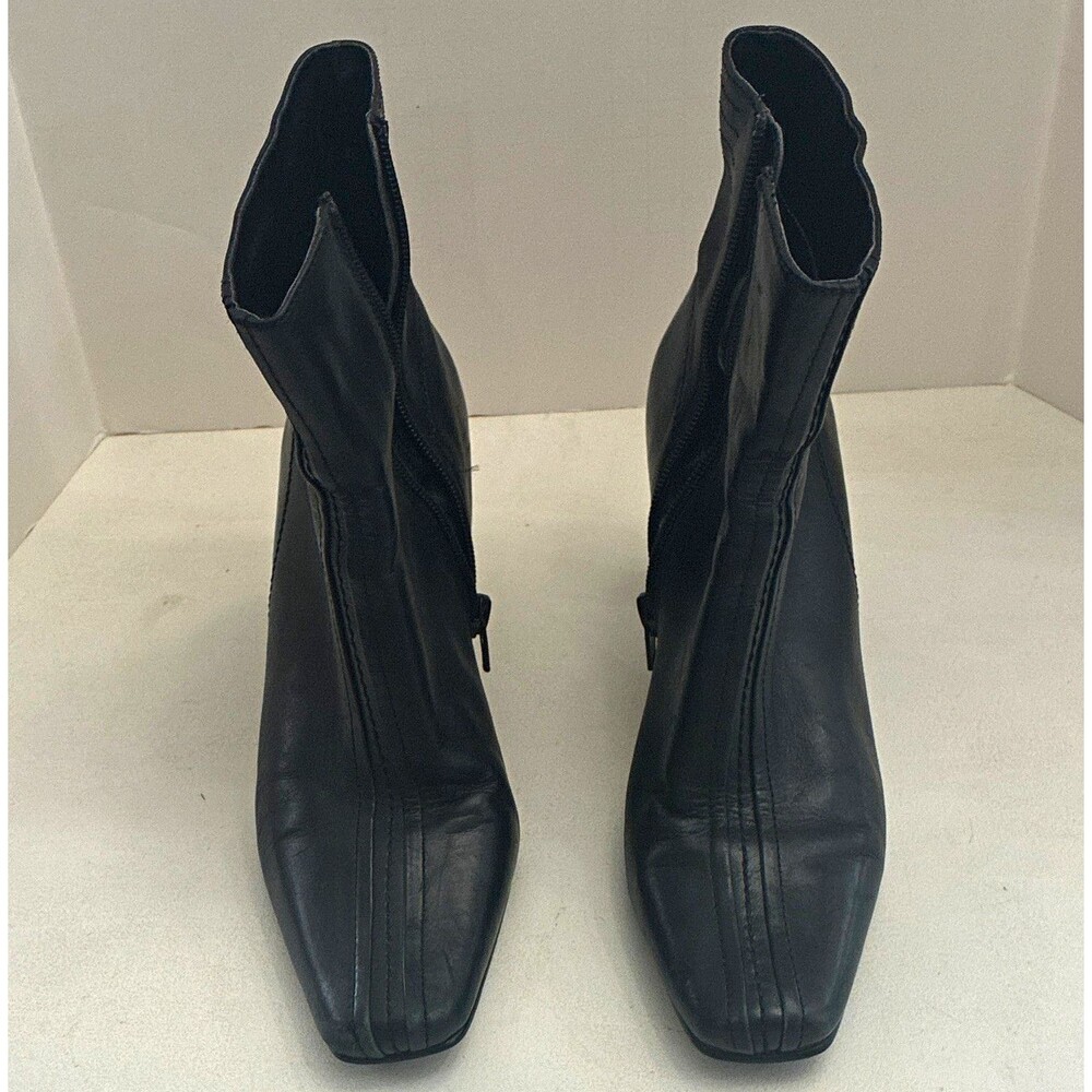 Croft & Barrow Windsor Black Leather Zip Ankle Boots Square Toe Comfort 6M